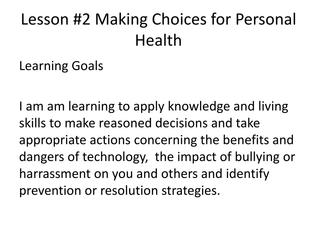 lesson 2 making choices for personal health