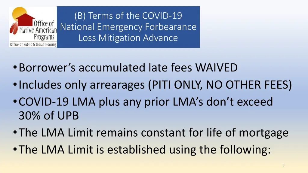 b terms of the covid 19 national emergency