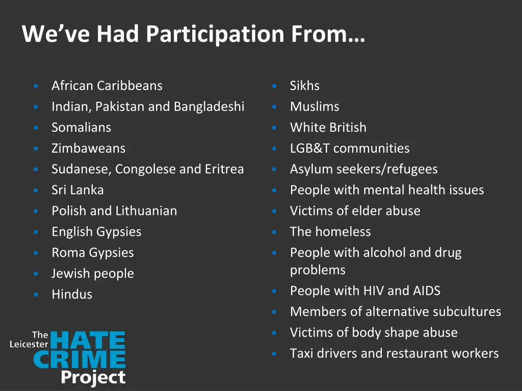 we ve had participation f rom