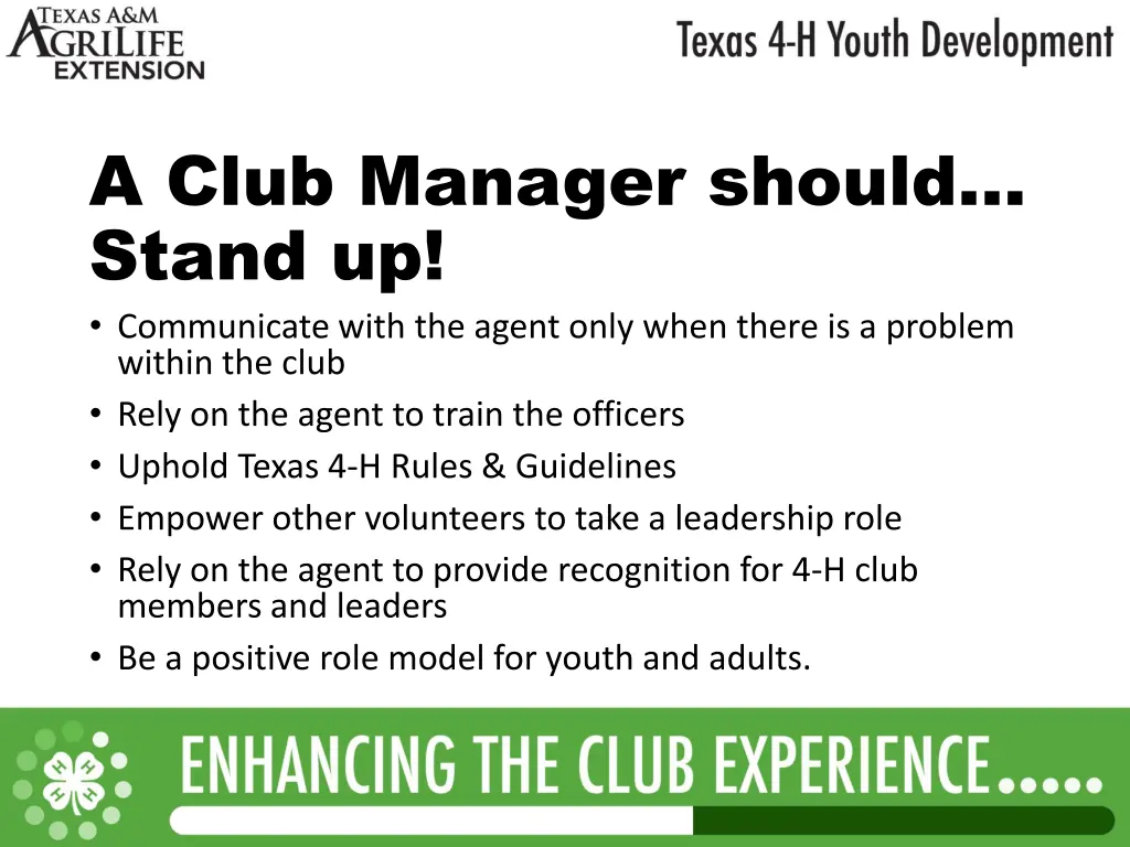 a club manager should stand up