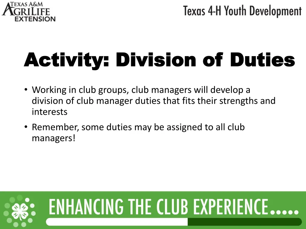 activity division of duties activity division