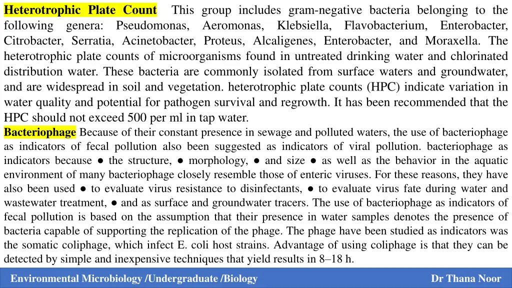 heterotrophic plate count this group includes