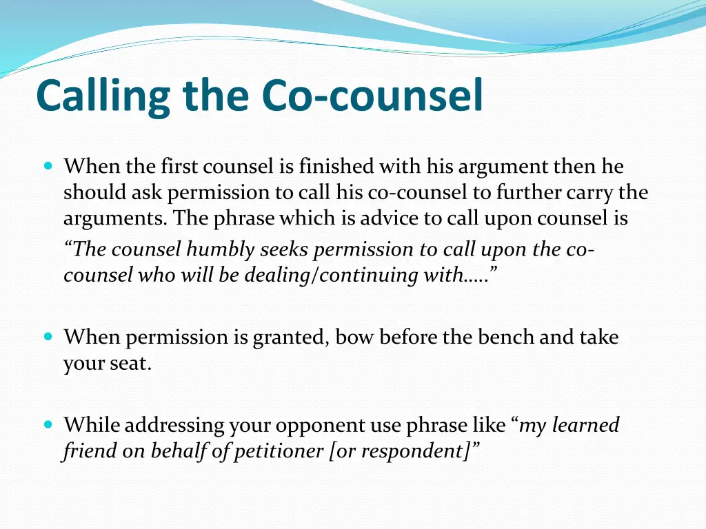 calling the co counsel