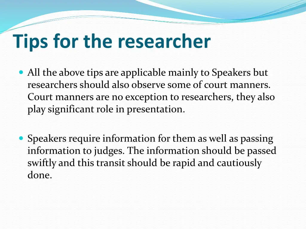 tips for the researcher