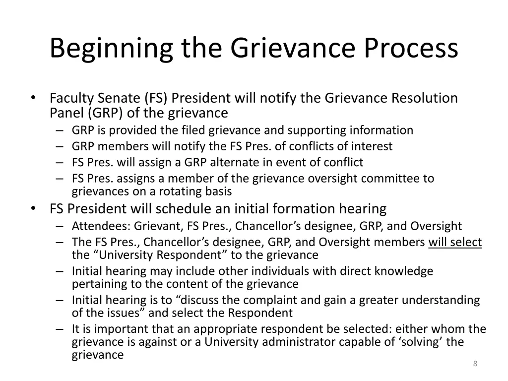 beginning the grievance process