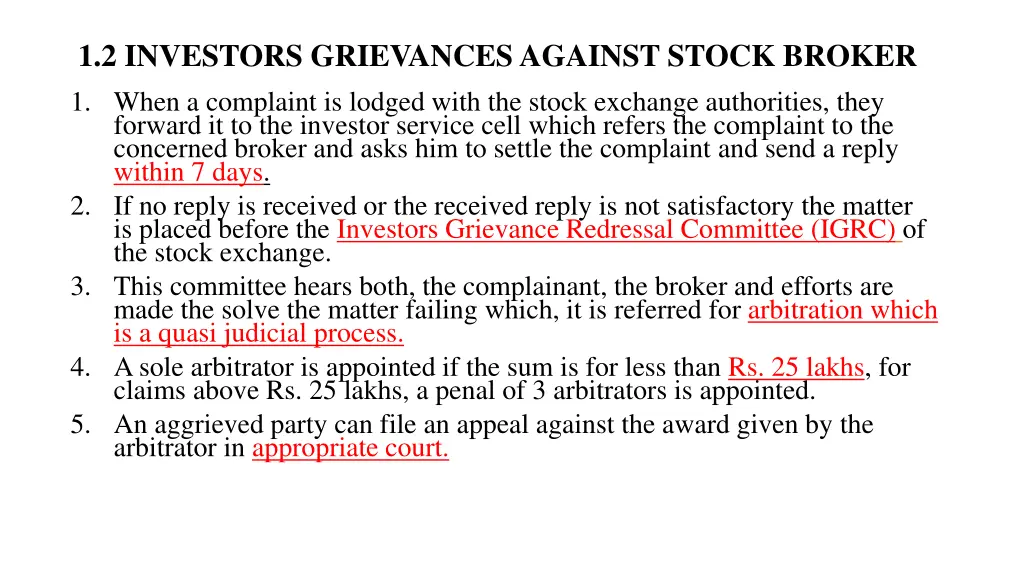 1 2 investors grievances against stock broker