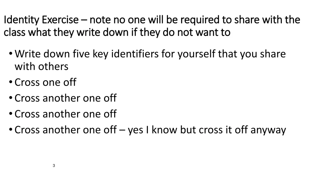 identity exercise identity exercise note