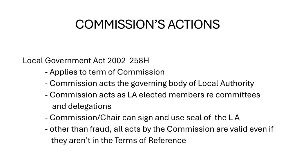 commission s actions
