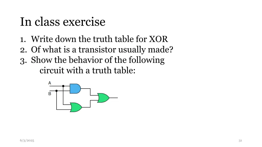 in class exercise