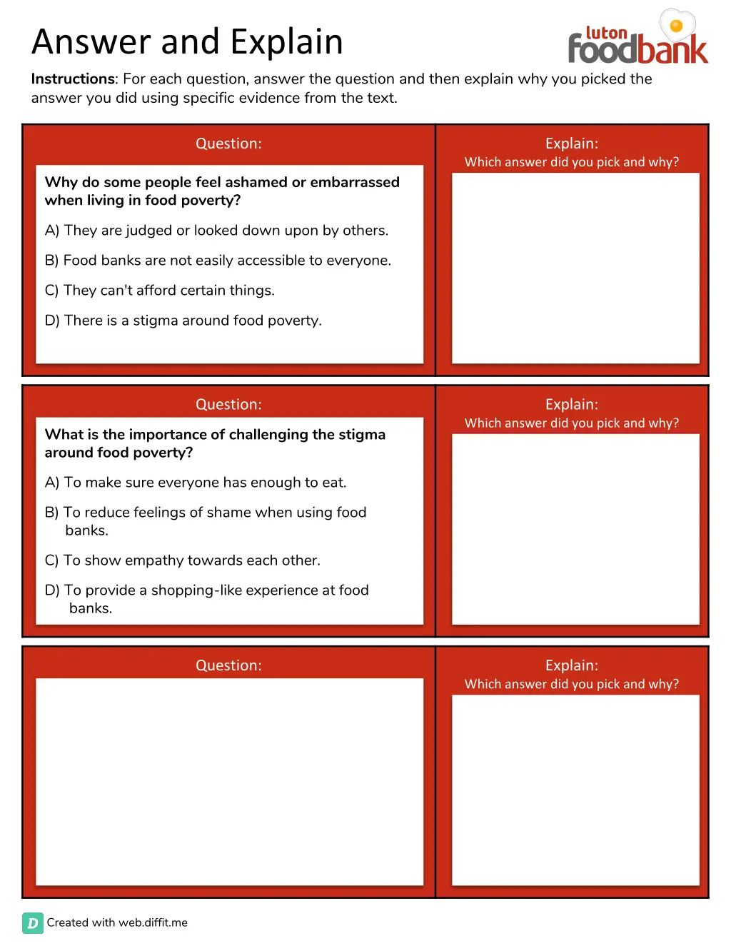 answer and explain instructions for each question 1