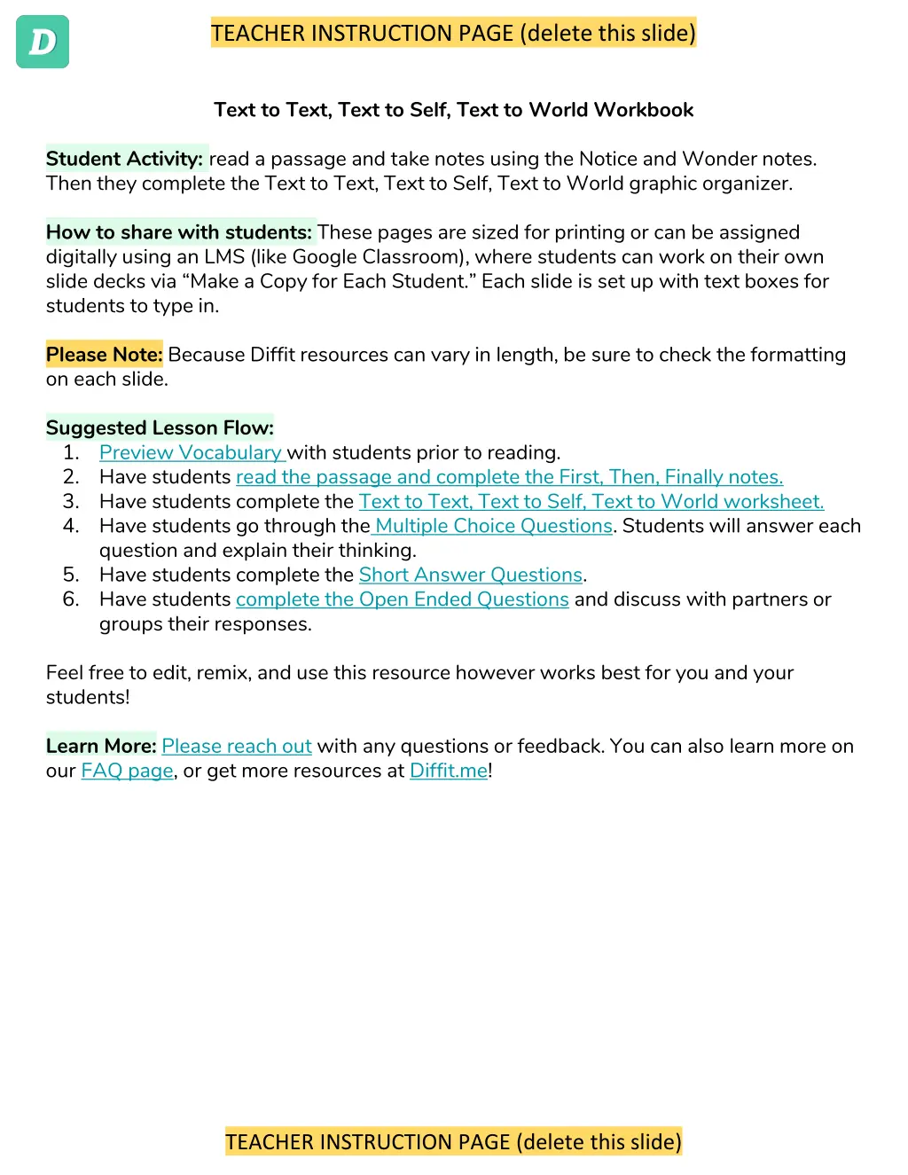 teacher instruction page delete this slide