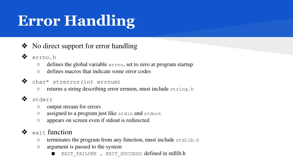 error handling