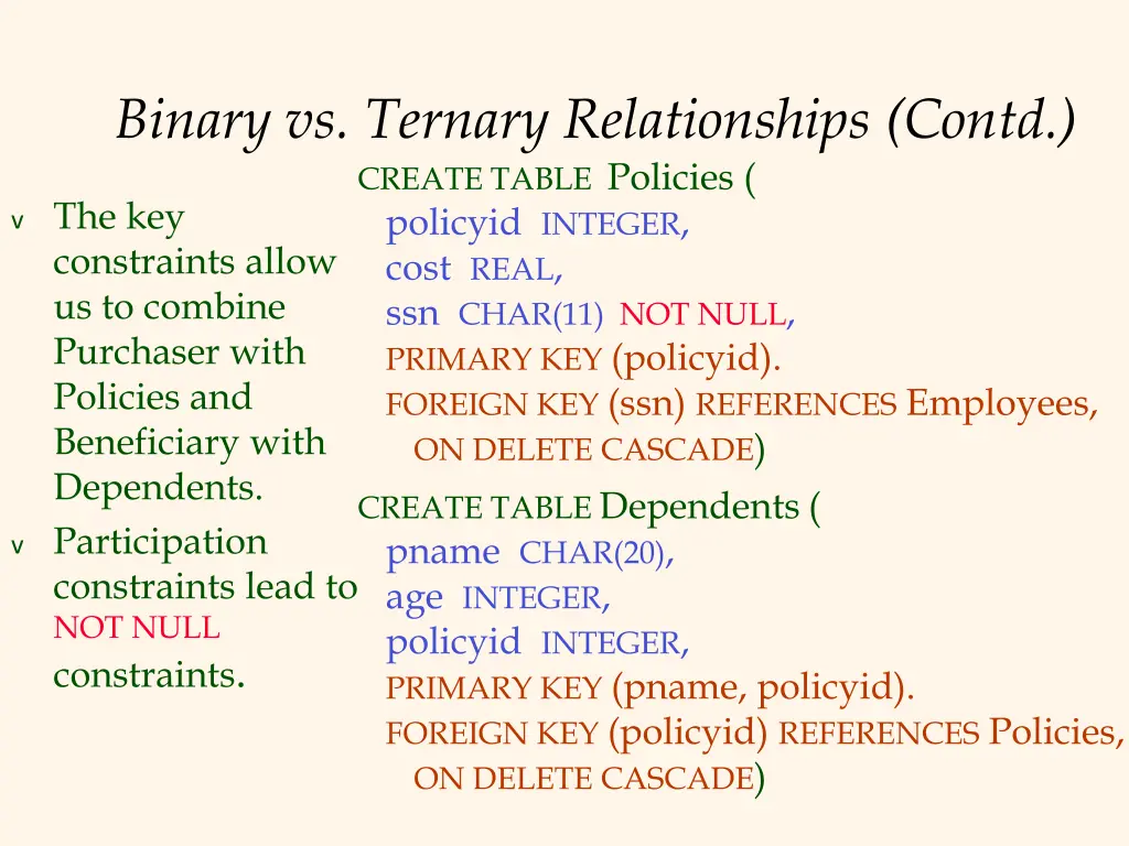 binary vs ternary relationships contd create