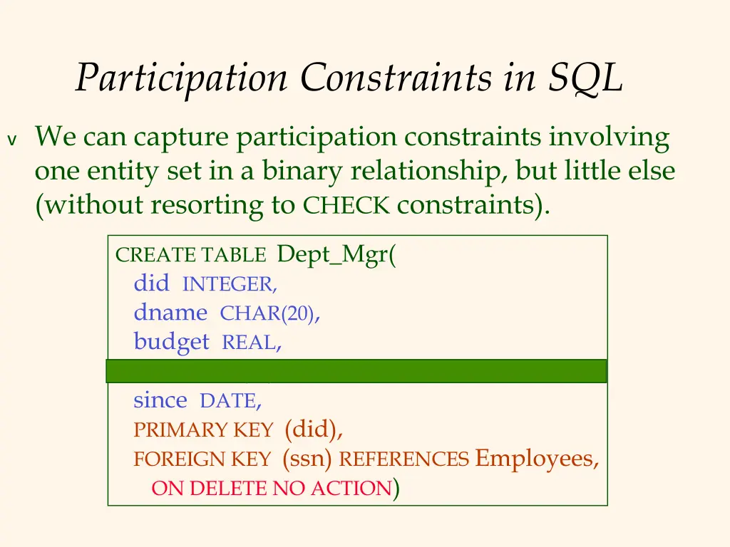 participation constraints in sql