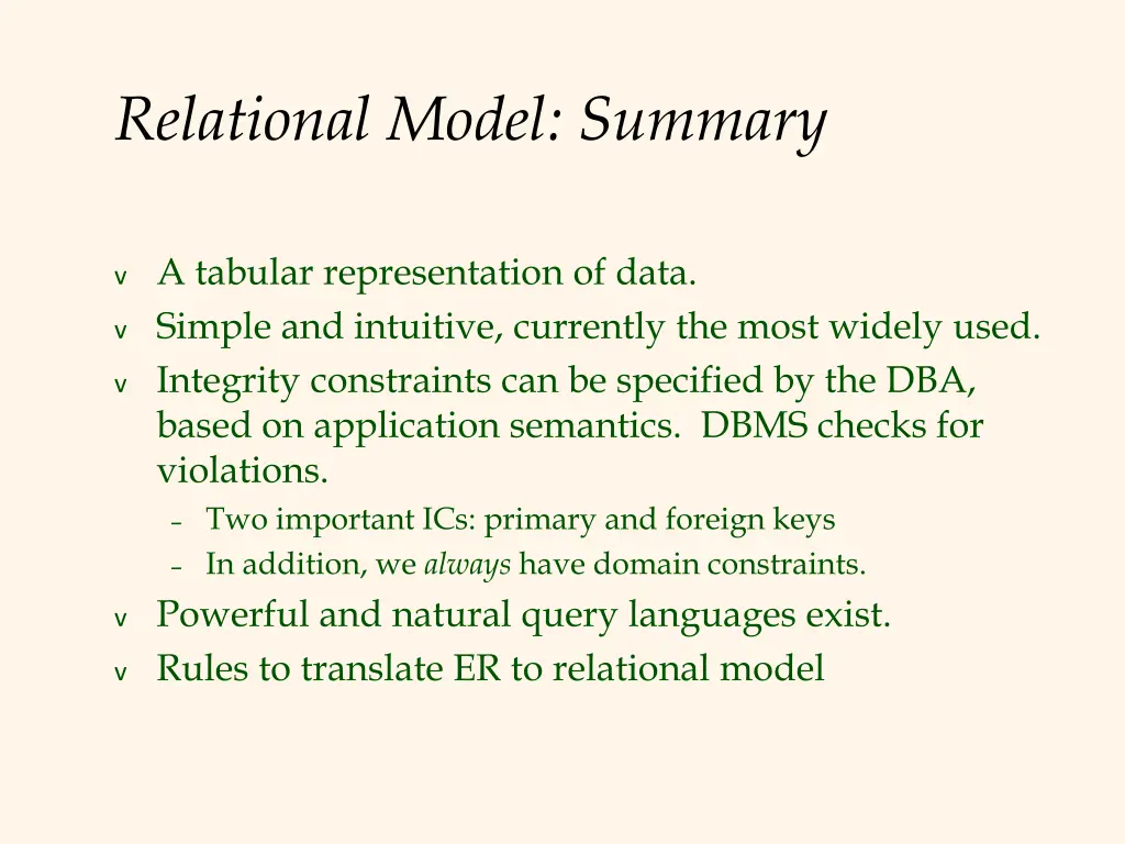 relational model summary