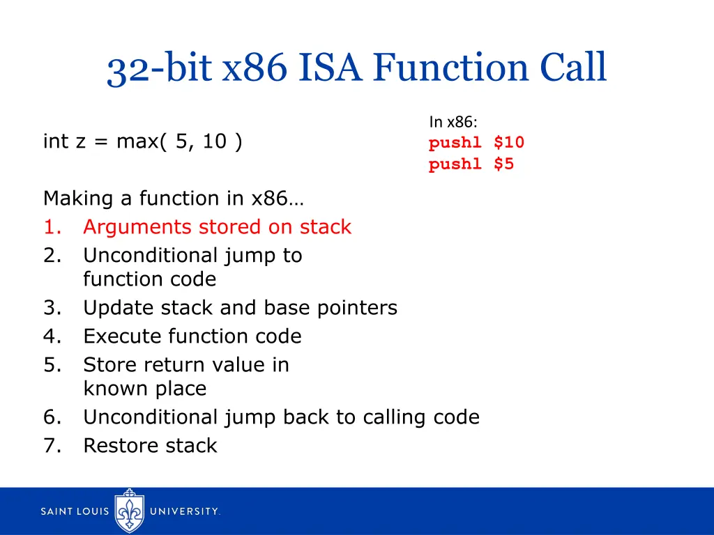 32 bit x86 isa function call