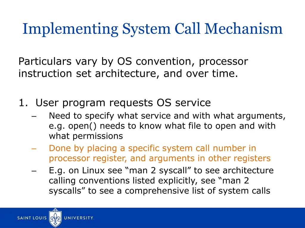 implementing system call mechanism 1