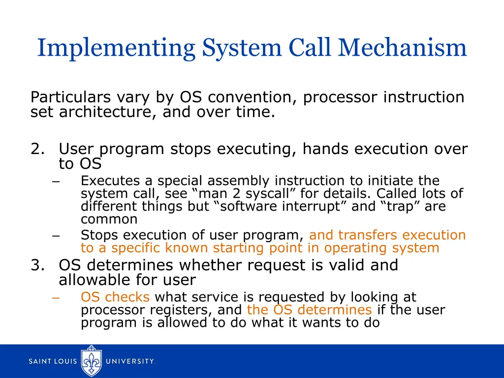 implementing system call mechanism 2