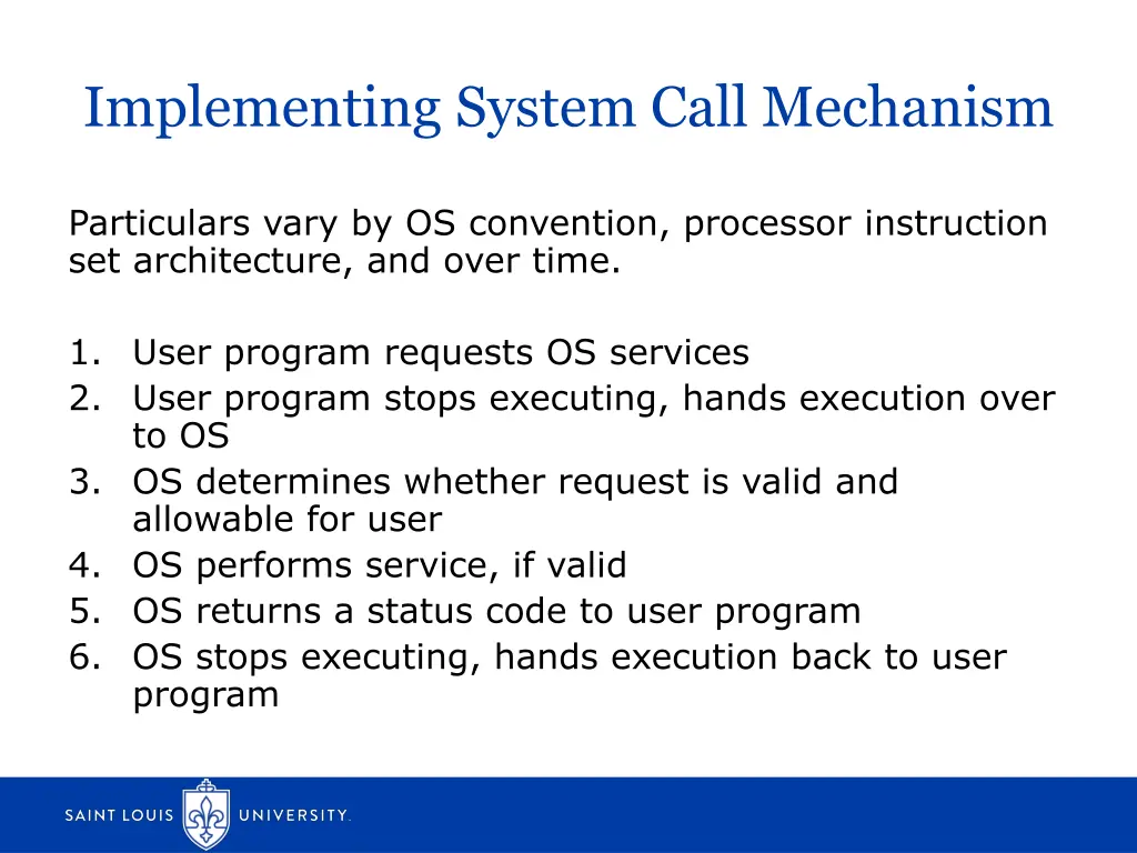 implementing system call mechanism
