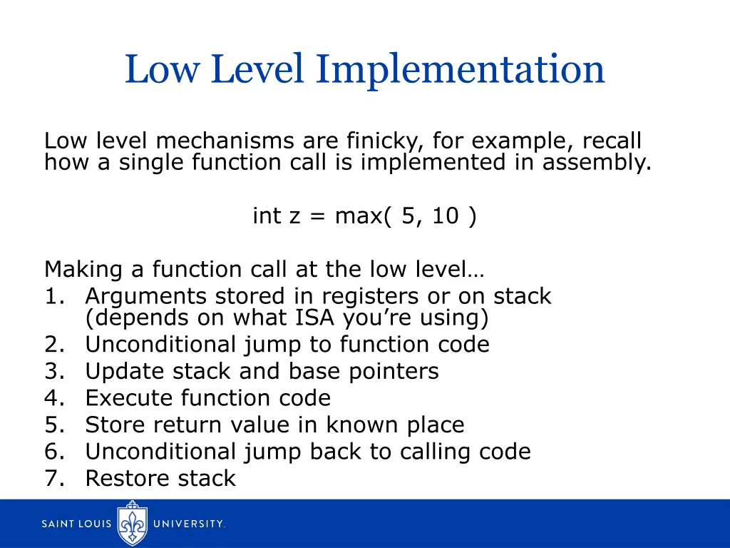 low level implementation