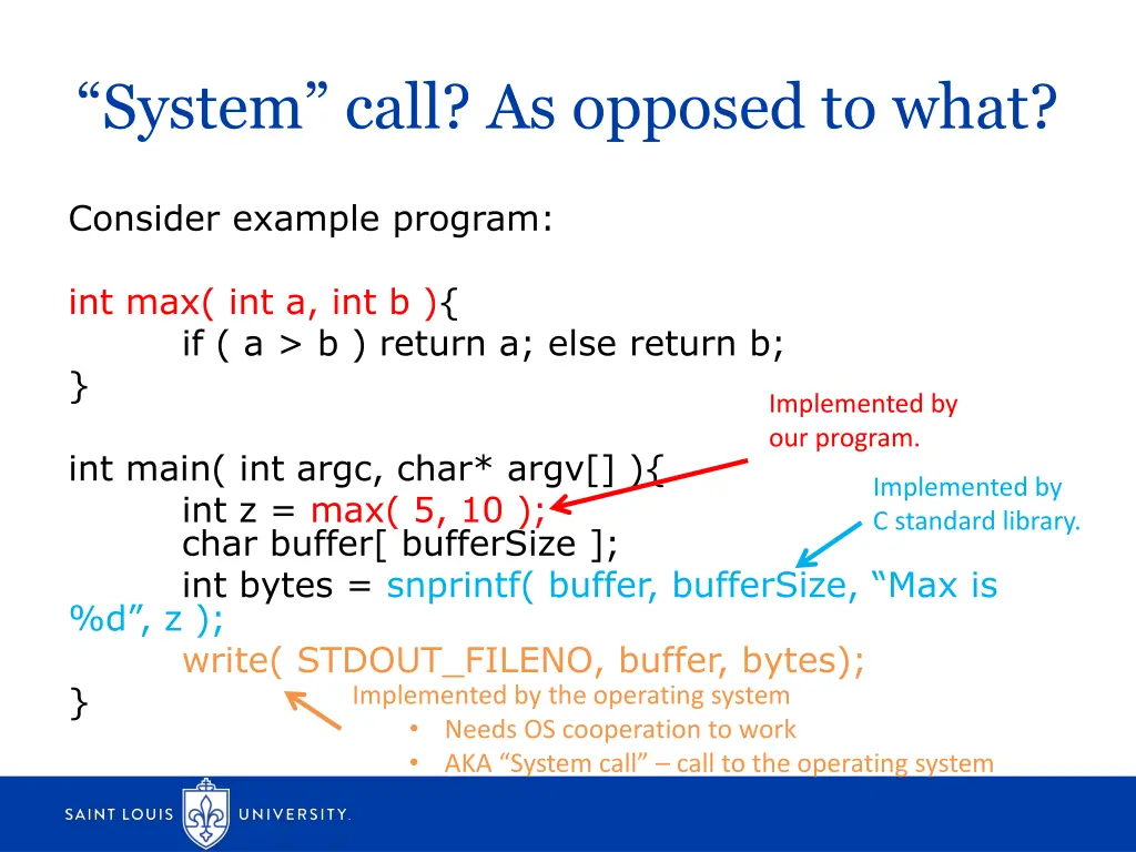 system call as opposed to what 3