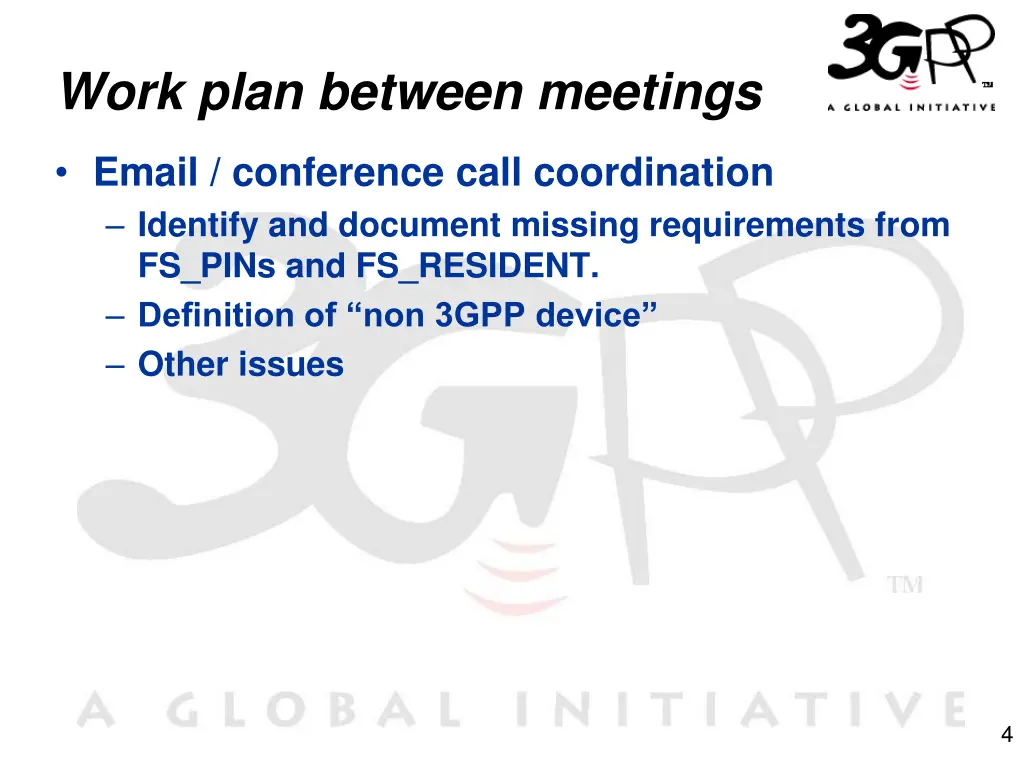 work plan between meetings