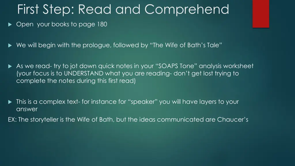 first step read and comprehend