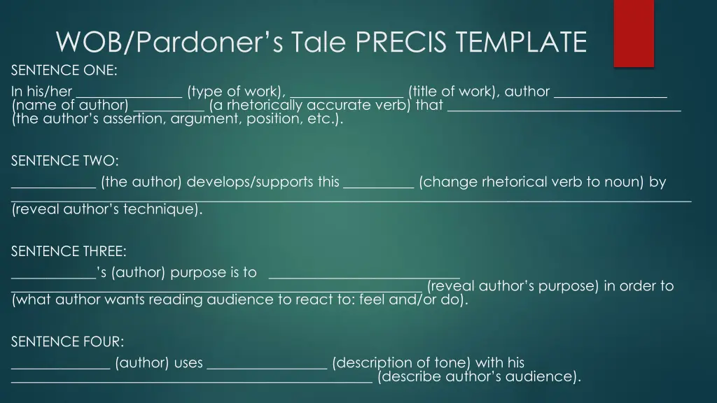 wob pardoner s tale precis template sentence