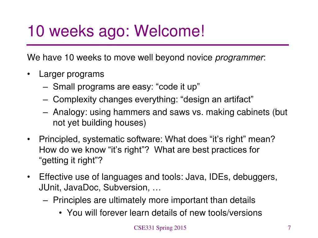 10 weeks ago welcome