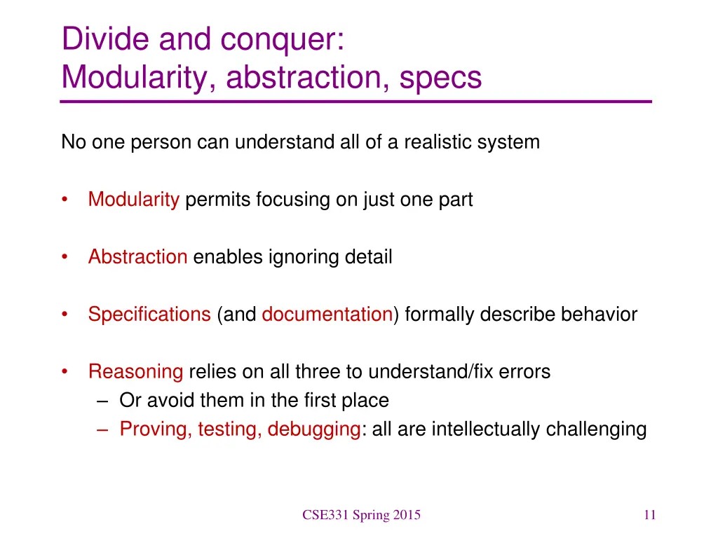 divide and conquer modularity abstraction specs
