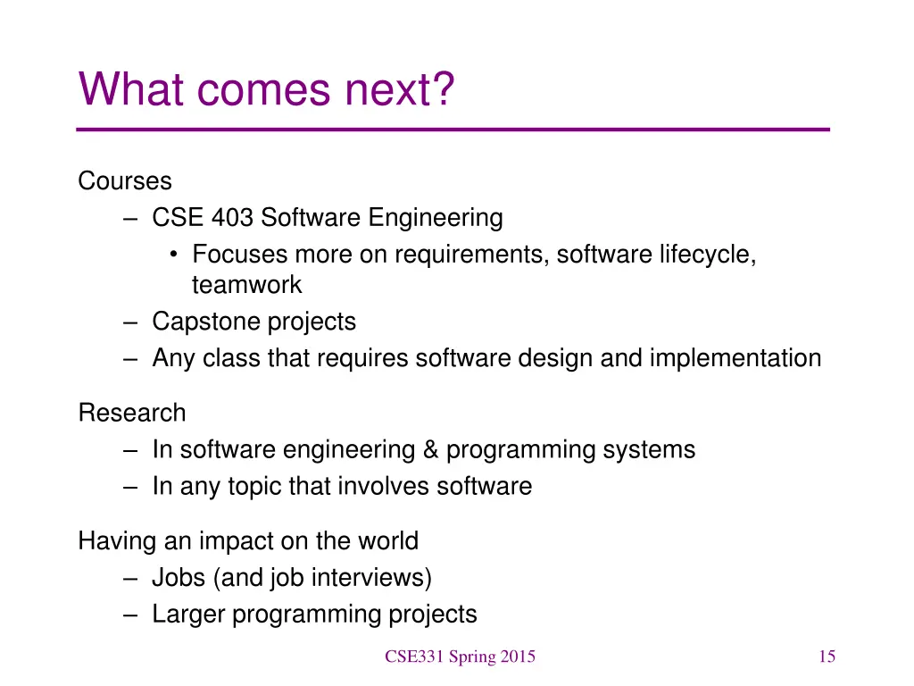 what comes next