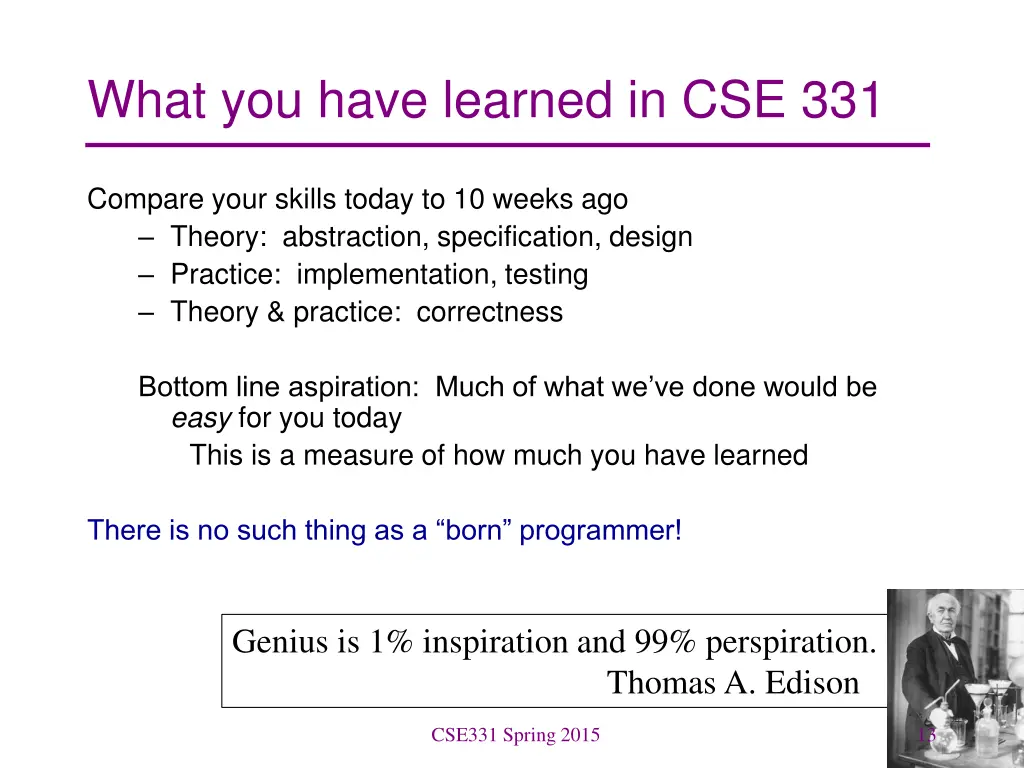 what you have learned in cse 331