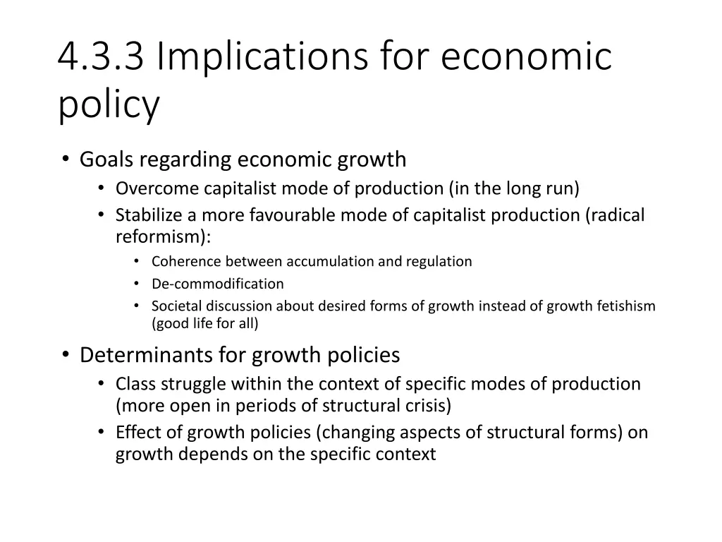 4 3 3 implications for economic policy