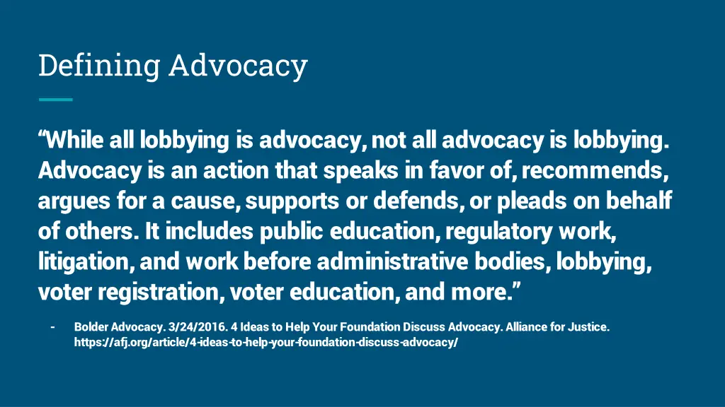defining advocacy