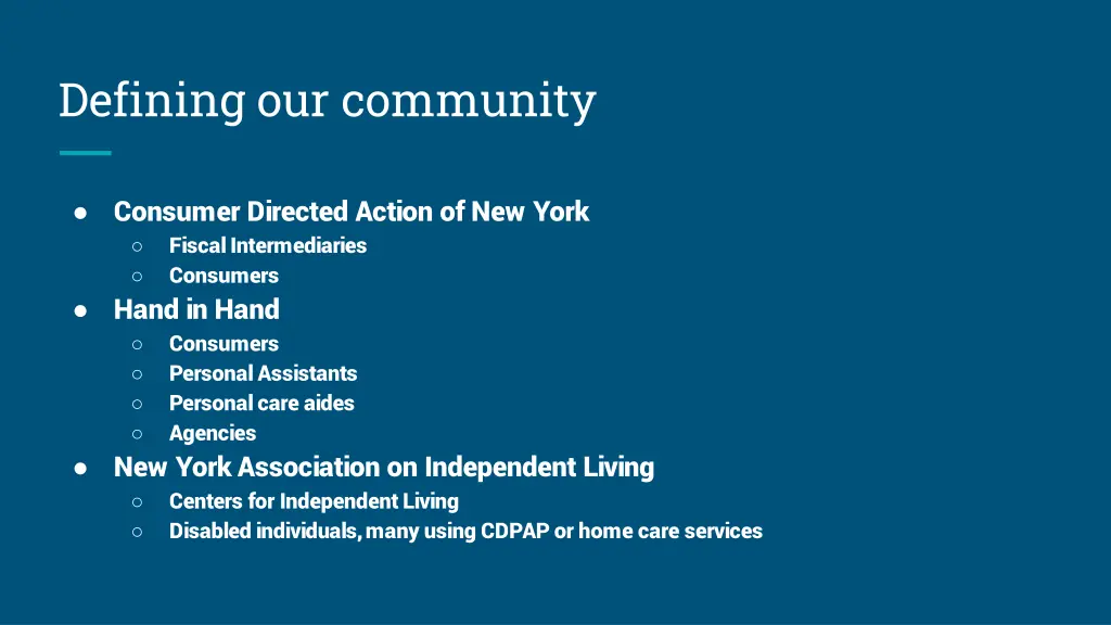 defining our community