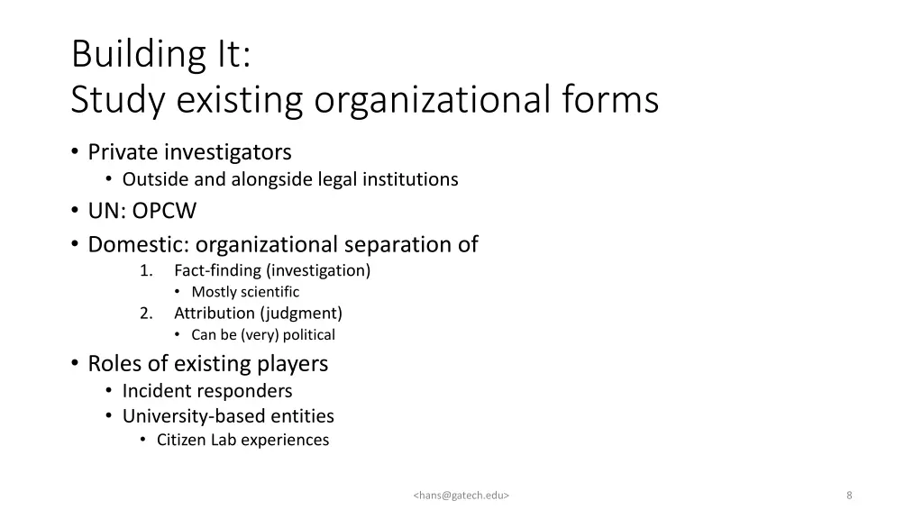 building it study existing organizational forms