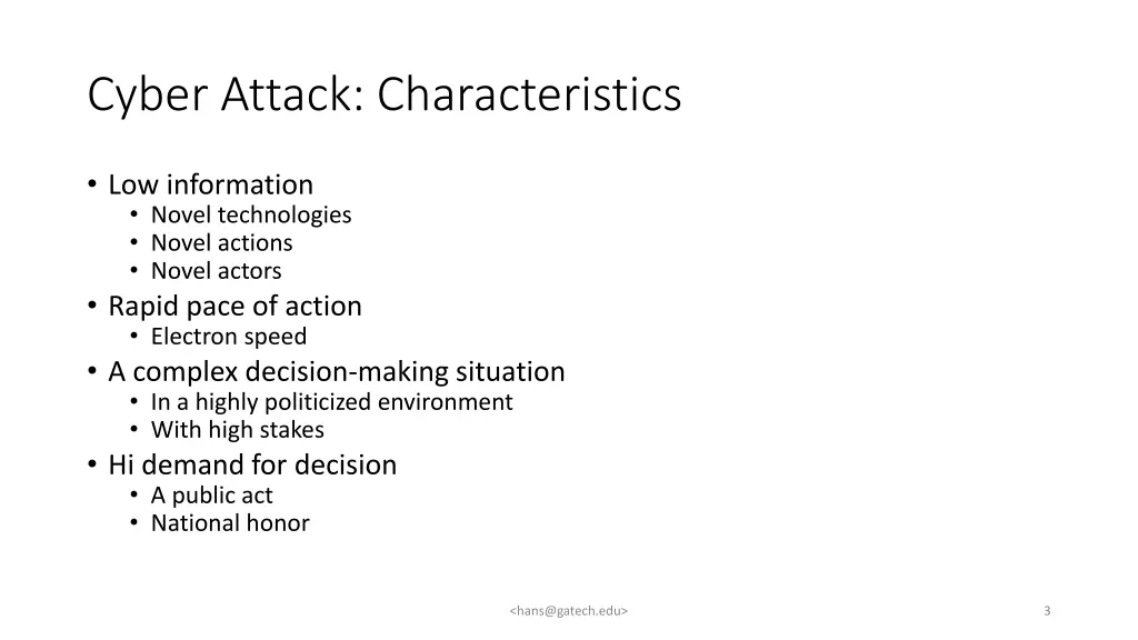 cyber attack characteristics