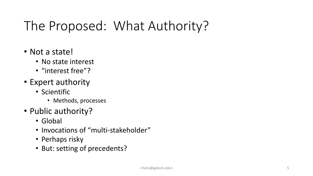 the proposed what authority