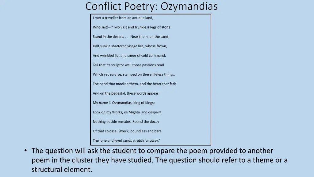 conflict poetry ozymandias
