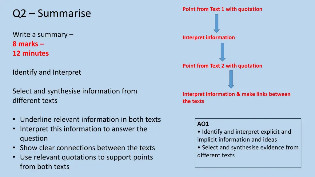 point from text 1 with quotation
