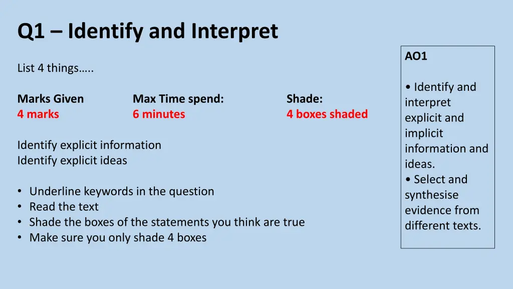 q1 identify and interpret