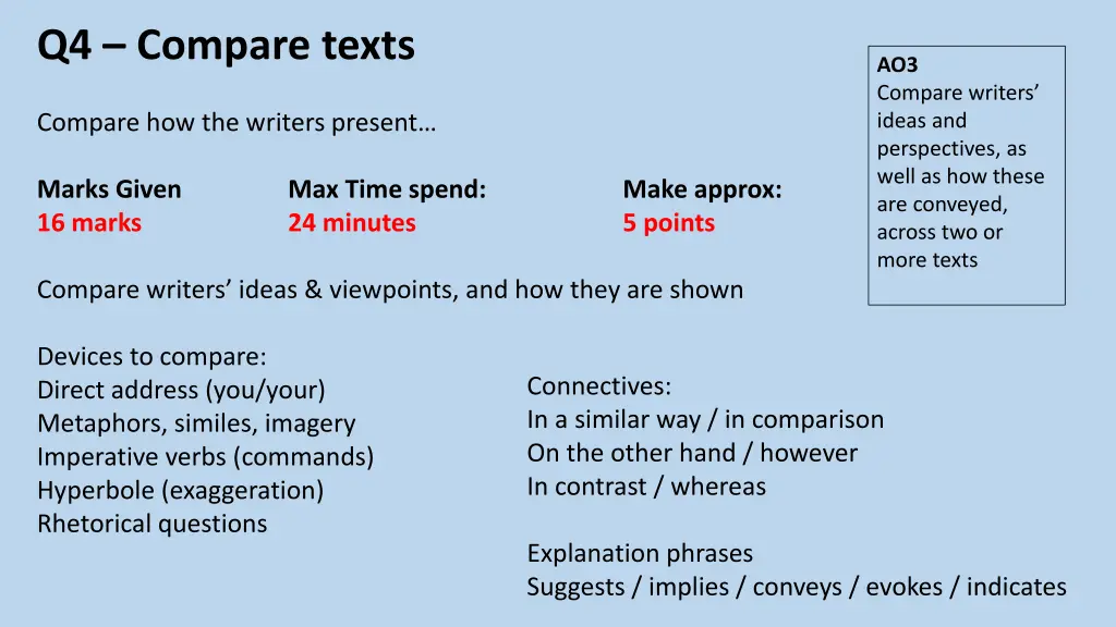 q4 compare texts