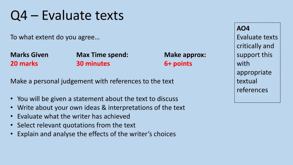 q4 evaluate texts