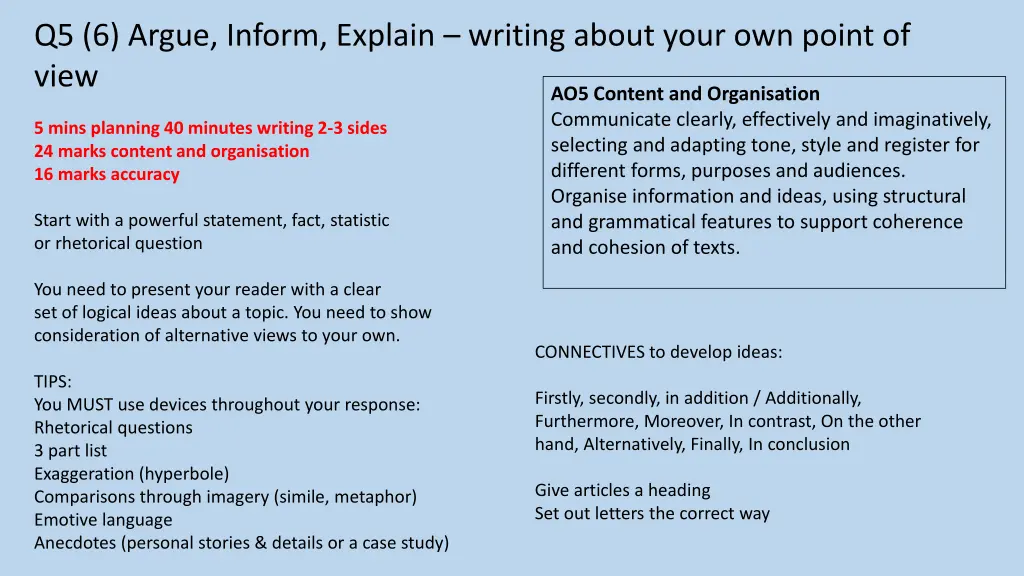 q5 6 argue inform explain writing about your