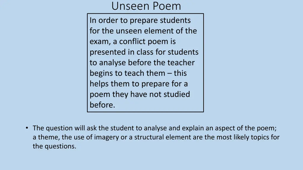 unseen poem in order to prepare students