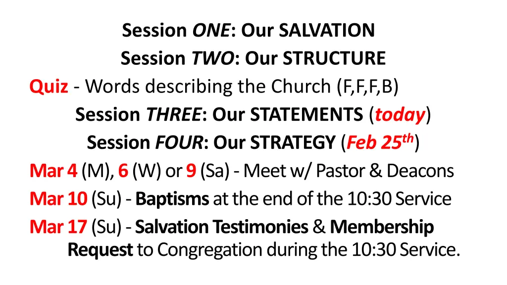 session one our salvation session