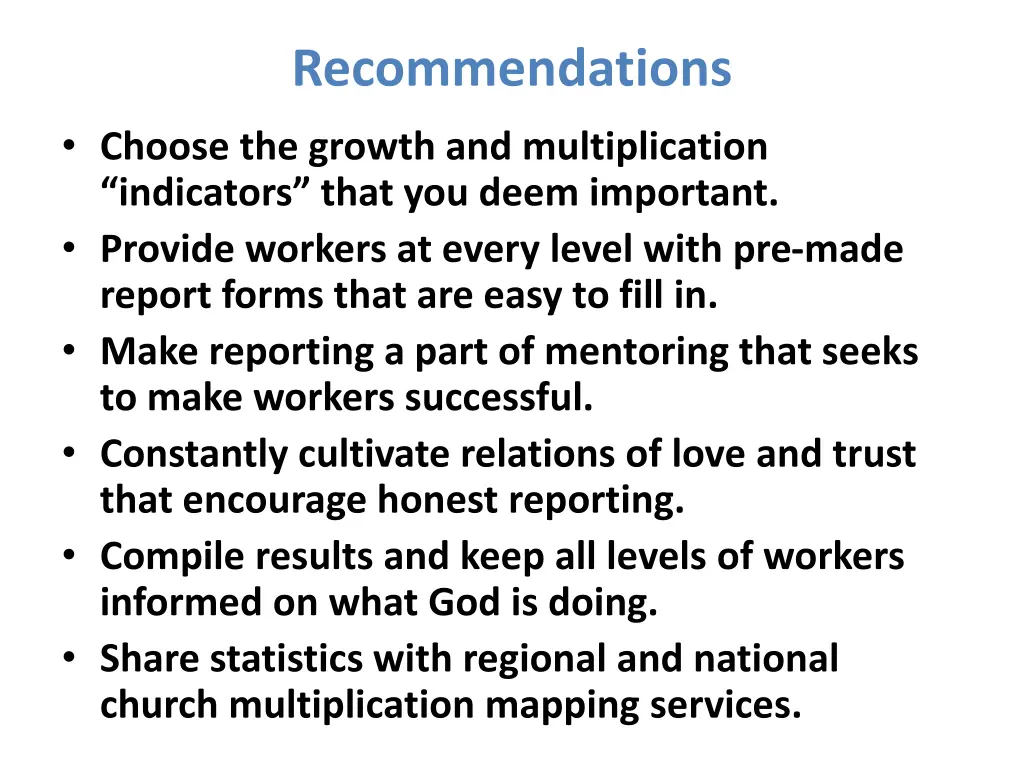 recommendations