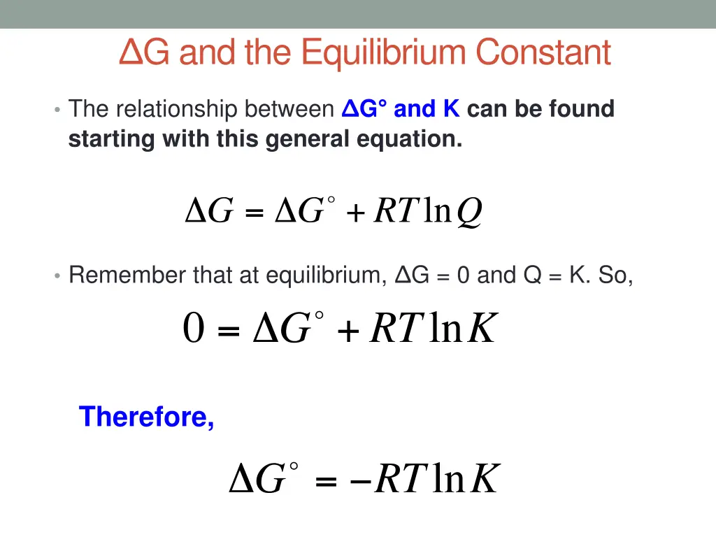 g and the equilibrium constant 1