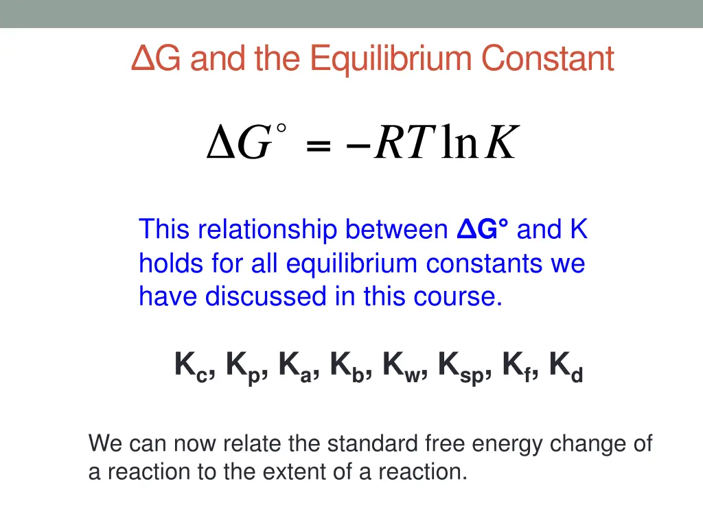 g and the equilibrium constant 2