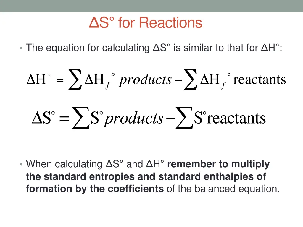 s for reactions